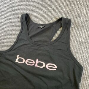 Bebe Sport Workout Mesh Black Tank Top Size Large